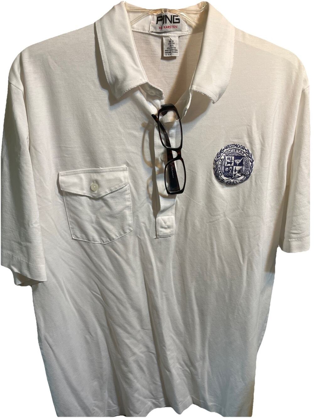 Karsten Ping vintage golf shirt Mens Large Cotton Polyester Polo Made In USA